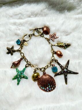 Cookie Lee Multicolor Sea Charm Bracelet with Turquoise Accents